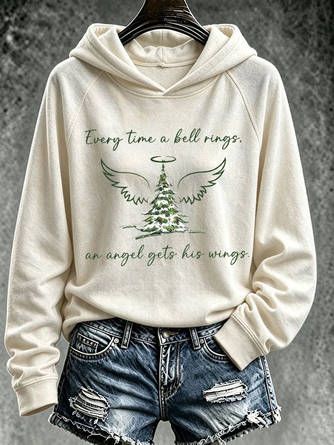 Women's Every Time A Bell Rings An Angel Gets Its Wings Christmas Printed Sweatshirt
