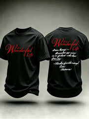 Men's It's A Wonderful Life Christmas Print Round Neck T-shirt