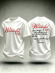 Men's It's A Wonderful Life Christmas Print Round Neck T-shirt