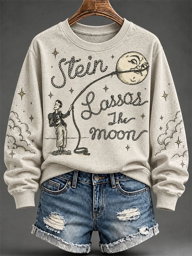 Women's Lassos The Moon Print Casual Sweatshirt